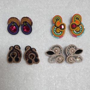 Lot Of Soutache Clip On Earrings